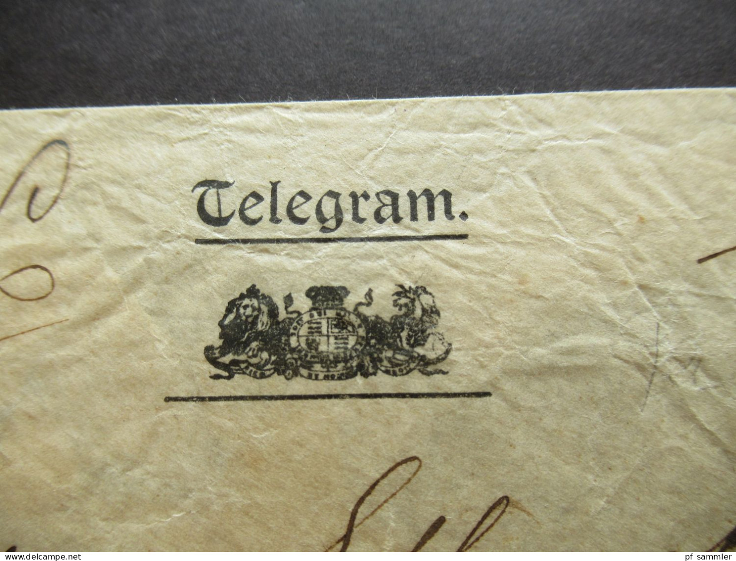 GB Vor 1900 Umschlag Telegram For Captain Schloemaker German Barque Carl / OHNE Inhalt!! - Brieven En Documenten