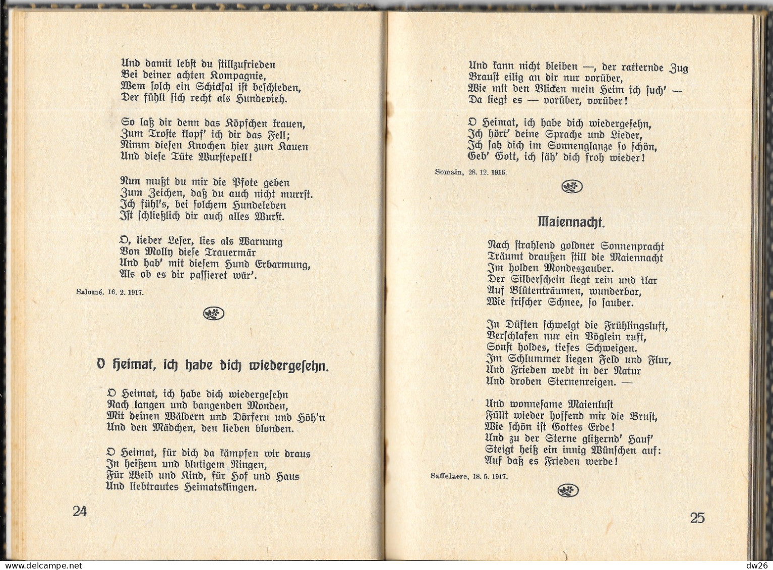 Hinter'm Drahtverhau, Feldgraue Reimereien, von R. Tümmel (Recueil de poésies) während des Krieges 1918