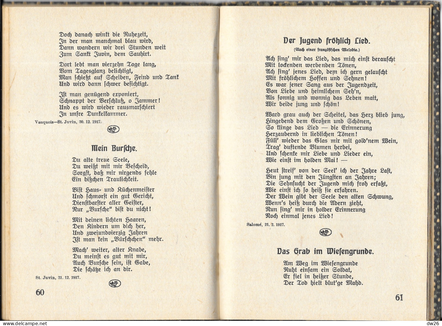 Hinter'm Drahtverhau, Feldgraue Reimereien, von R. Tümmel (Recueil de poésies) während des Krieges 1918