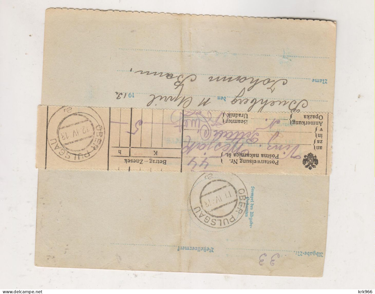 SLOVENIA,Austria 1913 PETTAU PTUJ  Parcel Card - Slowenien