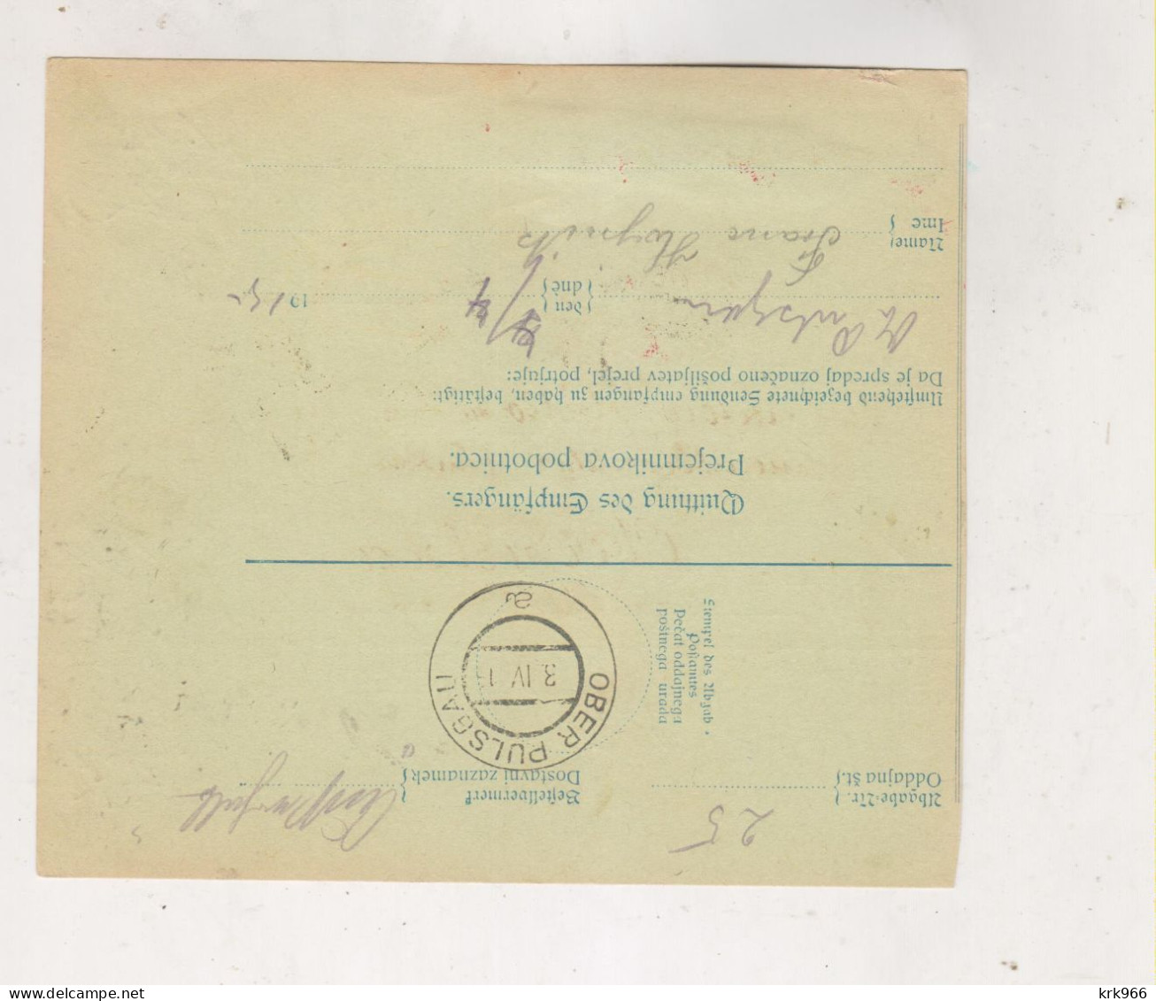 SLOVENIA,Austria 1913 KRAINBURG KRANJ  Parcel Card - Slowenien