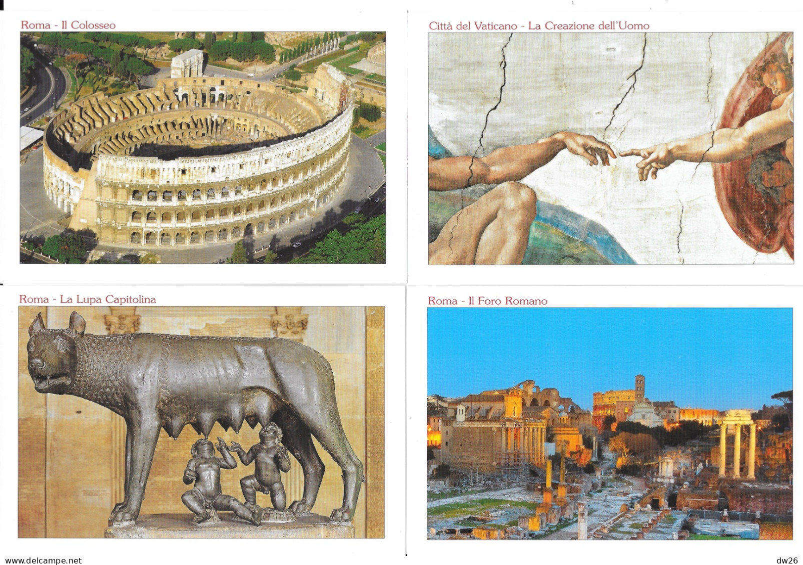 Rome - Roma: 20 Color Postcards (Cartoline Serie I) Colosseo, Vatican, Forum, Papa, Lupa... - Collections & Lots