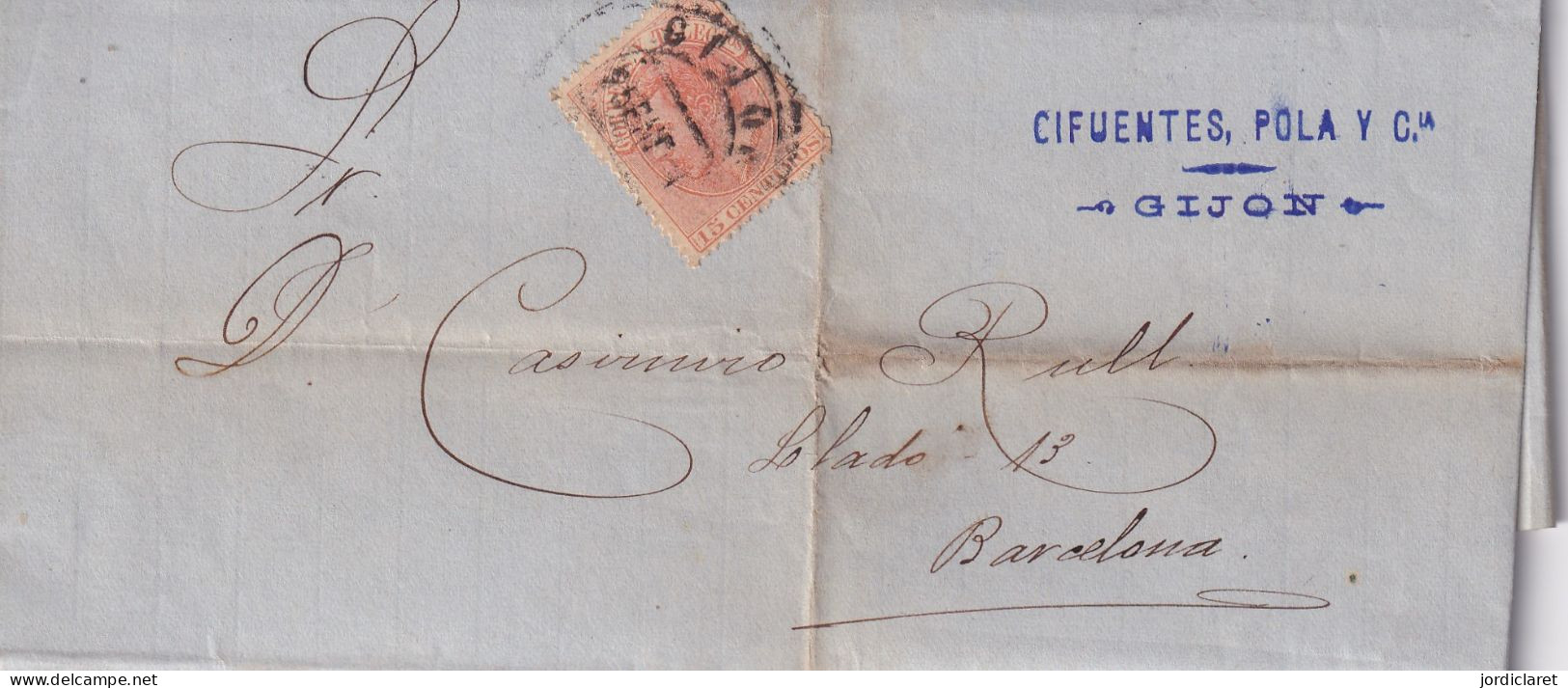 CARTA COMERCIAL 1888  GIJON A BARCELONA - Storia Postale