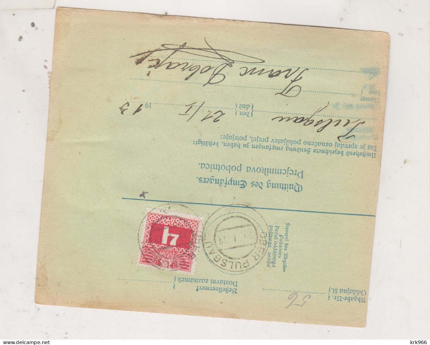 SLOVENIA,Austria 1913 ST.GEORGEN A.d, SUDBAHN Sveti Juraj Ob Juzni Zeleznici Parcel Card - Slowenien