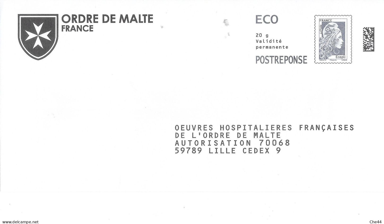 PAP : Œuvres Hospitalières Françaises De L'Ordre De Malte. (Voir Commentaires) - PAP: Antwort