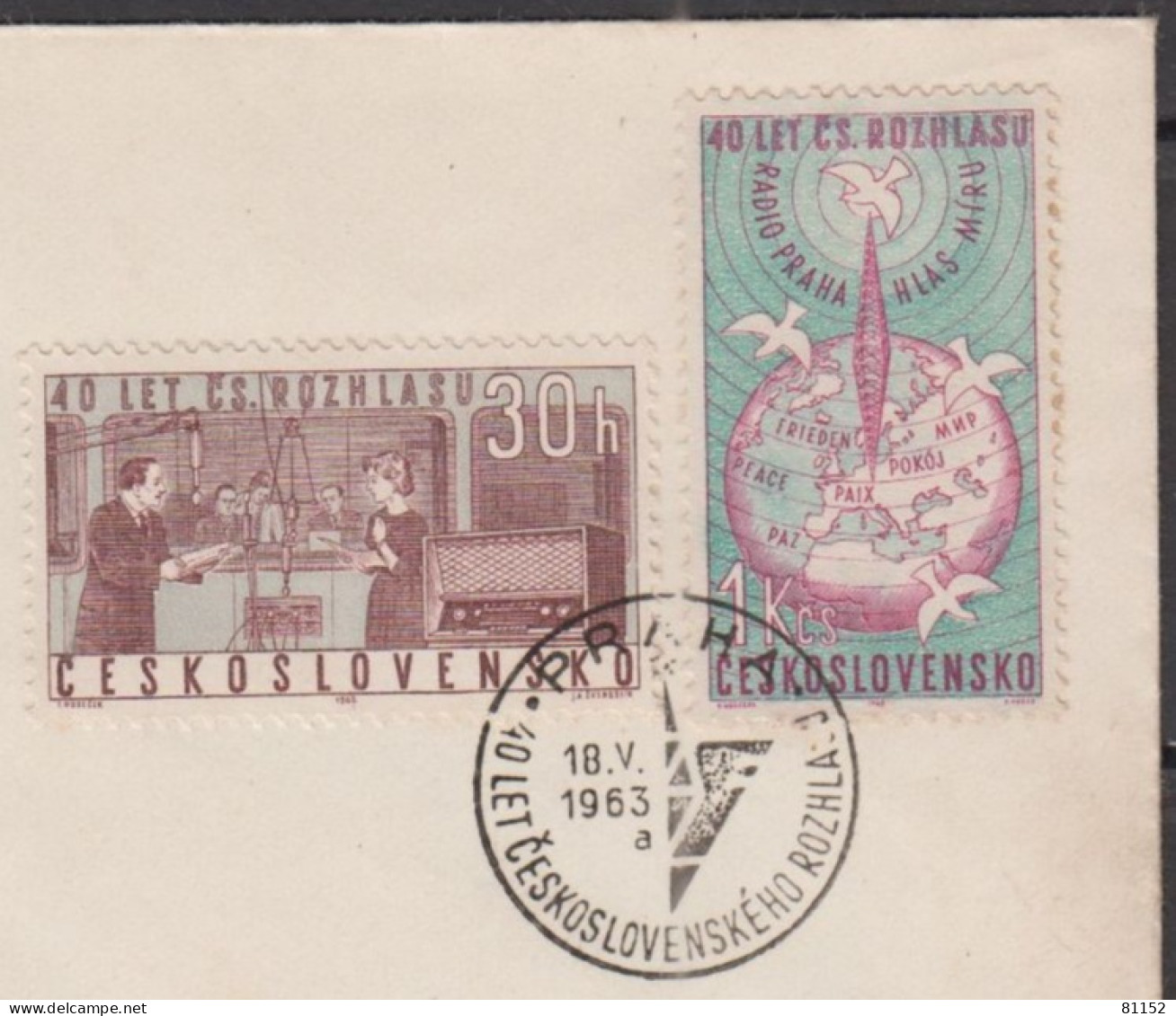 Tchécoslovaquie  40ème Anniversaire De Radio-Prague   Y.T. 1279 Et 1280  Sur Lettre De PRAHA   Le  18 V 1963 - Briefe U. Dokumente