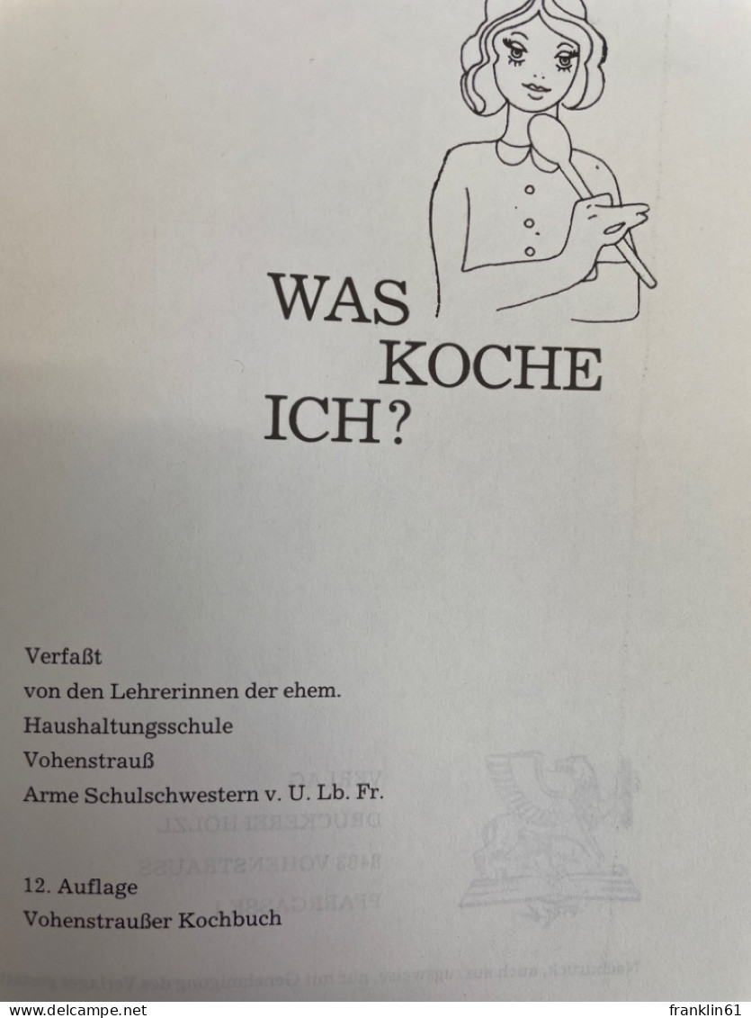 Was Koche Ich? Vohenstraußer Kochbuch - Comidas & Bebidas