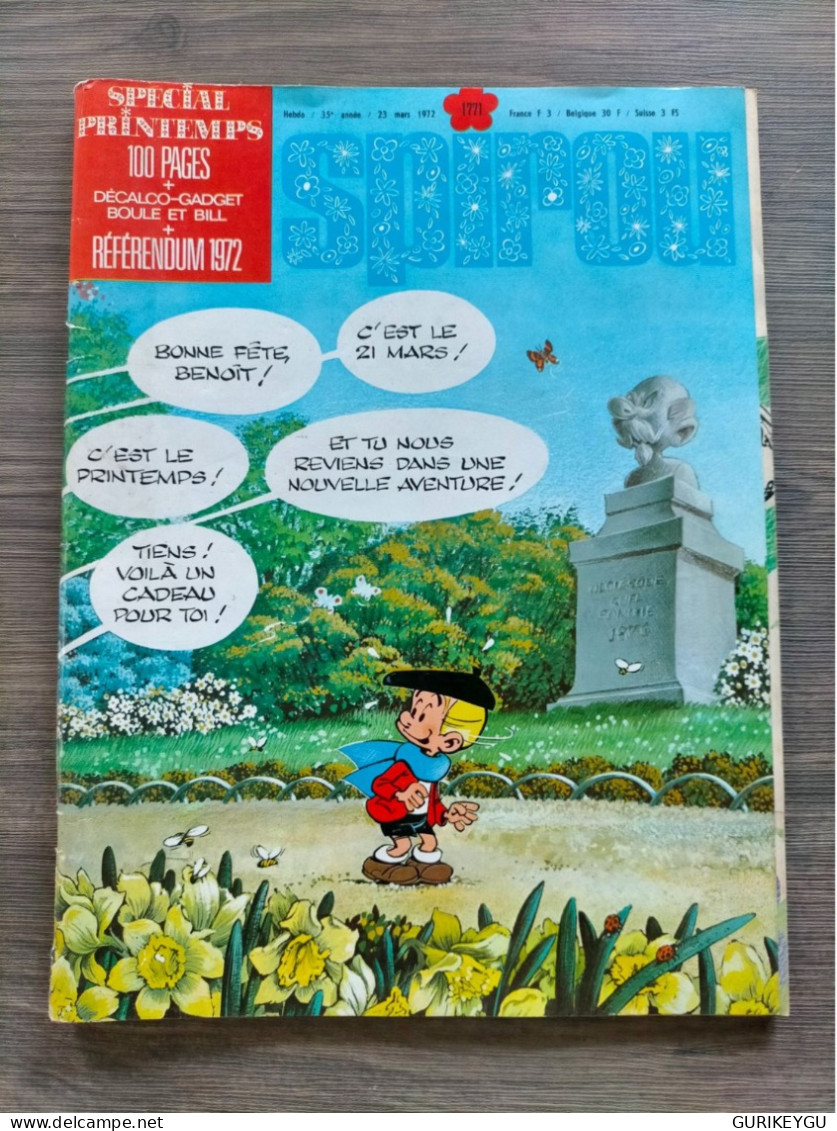 SPIROU N° 1771 Mini Récit 542 Décalco Vêtement Gadget Boule Et Bill  + Referendum Gaston Lagaffe SANDY BENOITBRISER1972 - Spirou Et Fantasio