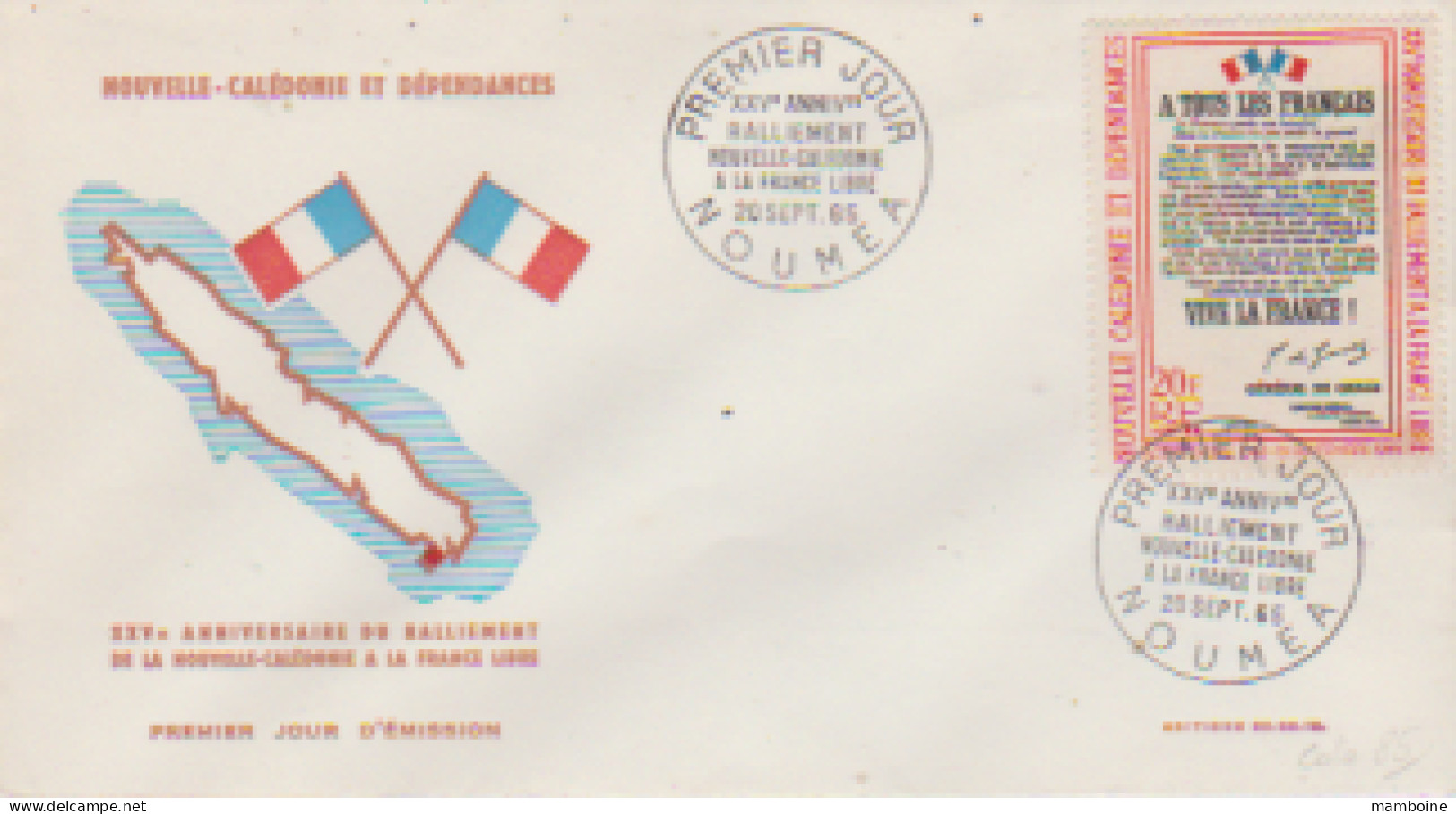 Nouv. Caledonie 1969   N° 326  Oblitéré 1° Jour " Nouméa"  A Tous Les Français - Cartas & Documentos