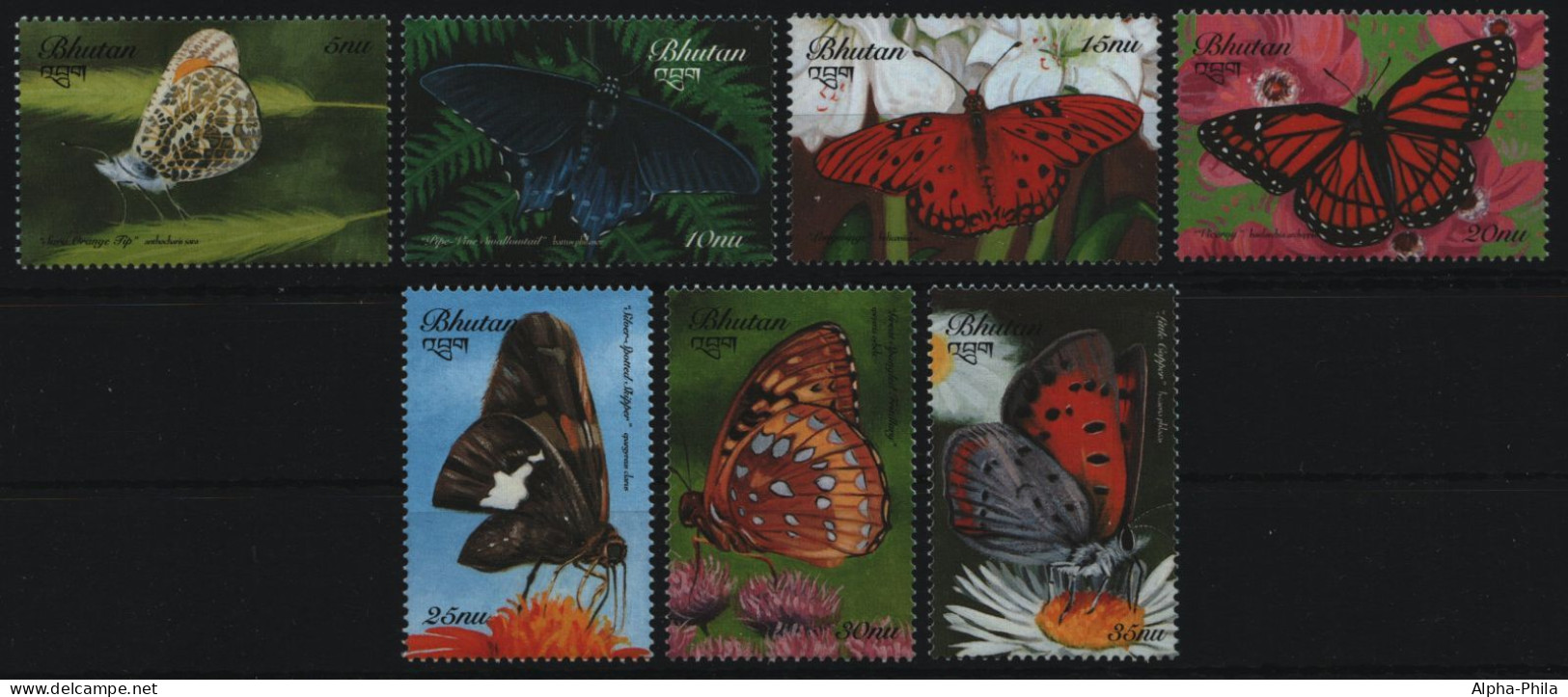 Bhutan 1999 - Mi-Nr. 1917-1923 ** - MNH - Schmetterlinge / Butterflies - Bhoutan