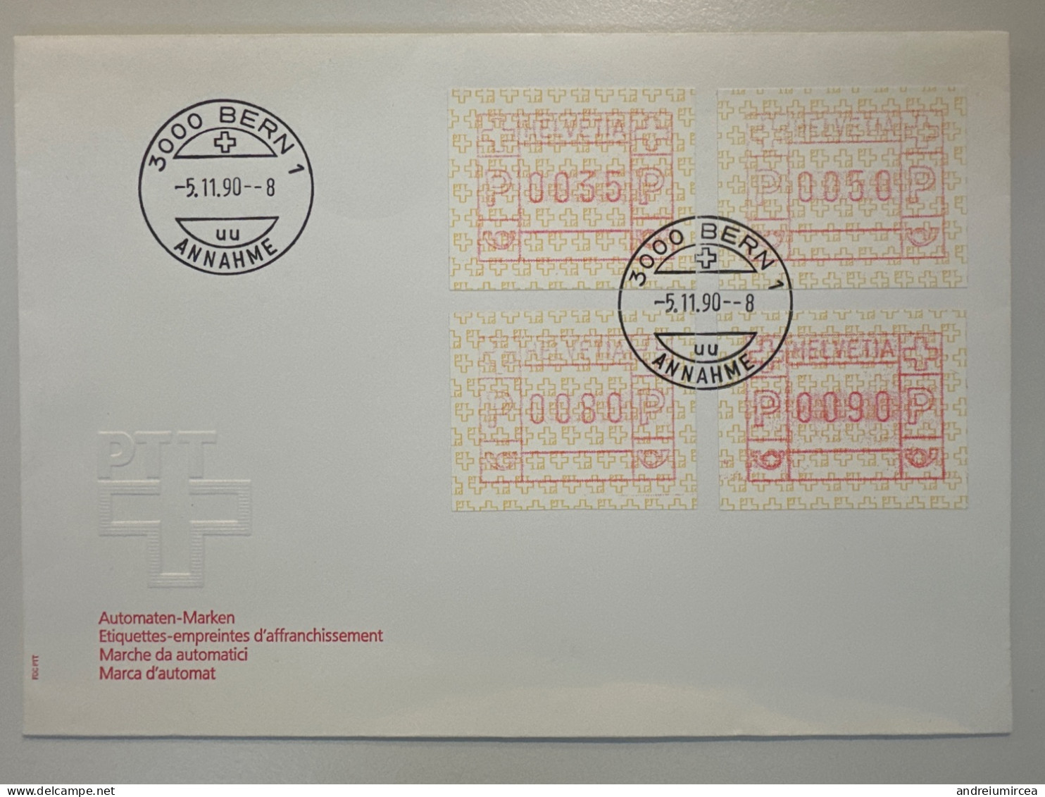 1990 Helvetia FDC Automaten-Marken - Automatic Stamps