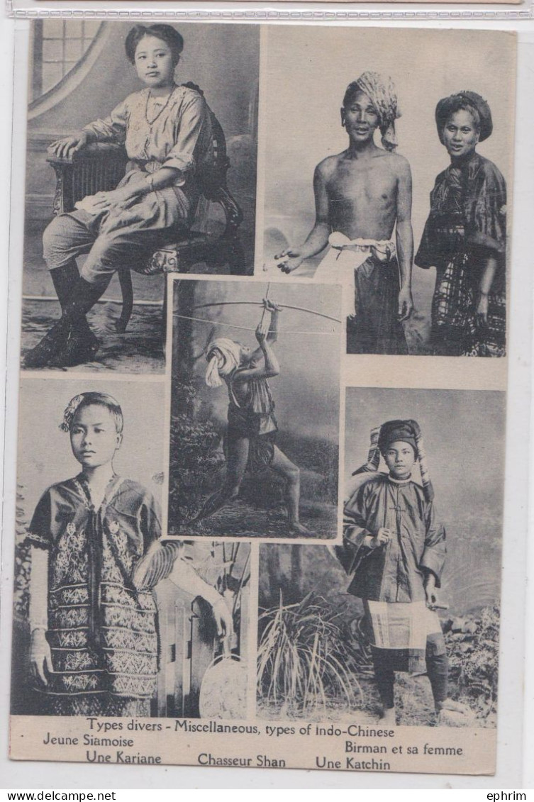 Types Divers Indochine Siam Jeune Siamoise Chasseur Shan Une Katchin Birman Et Sa Femme Archer - Thaïlande