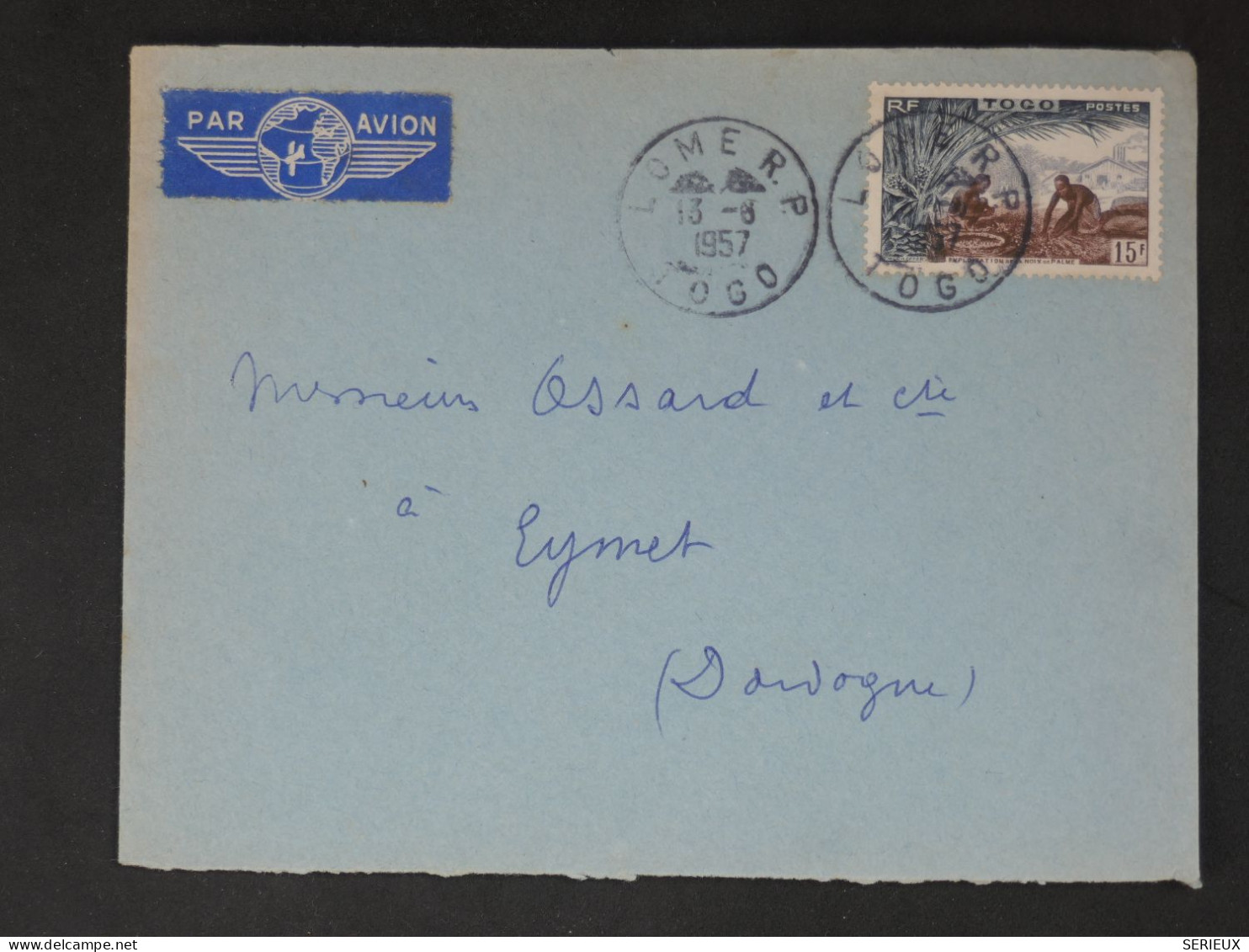 DD7 TOGO   BELLE LETTRE   1957 LOMé A EYMET FRANCE   +AFF. PLAISANT+++ - Cartas & Documentos