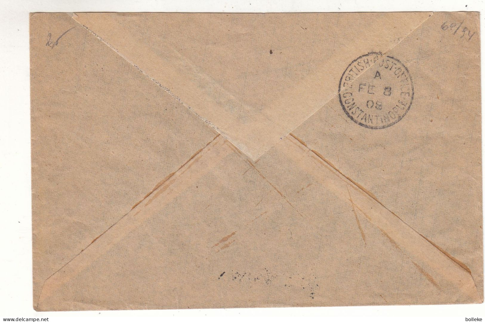 Grèce - Lettre De 1908 - Oblit Athènes - Exp Vers Constantinople - Britisch Post Office - - Storia Postale