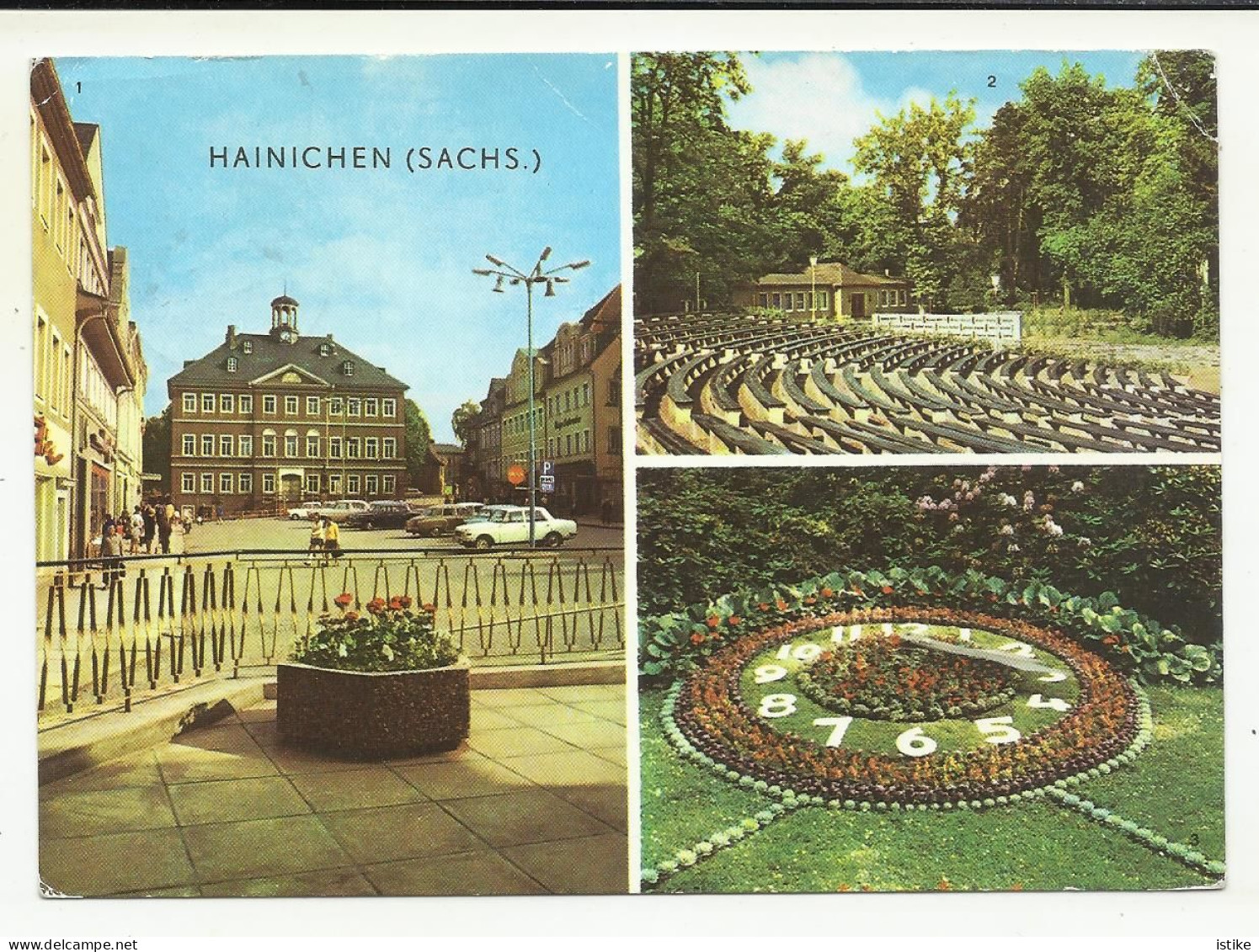 Germany, (DDR) Hainichen, Multi View, Rathaus,Freilichtbuhne, Blumenuhr, 1978. - Hainichen