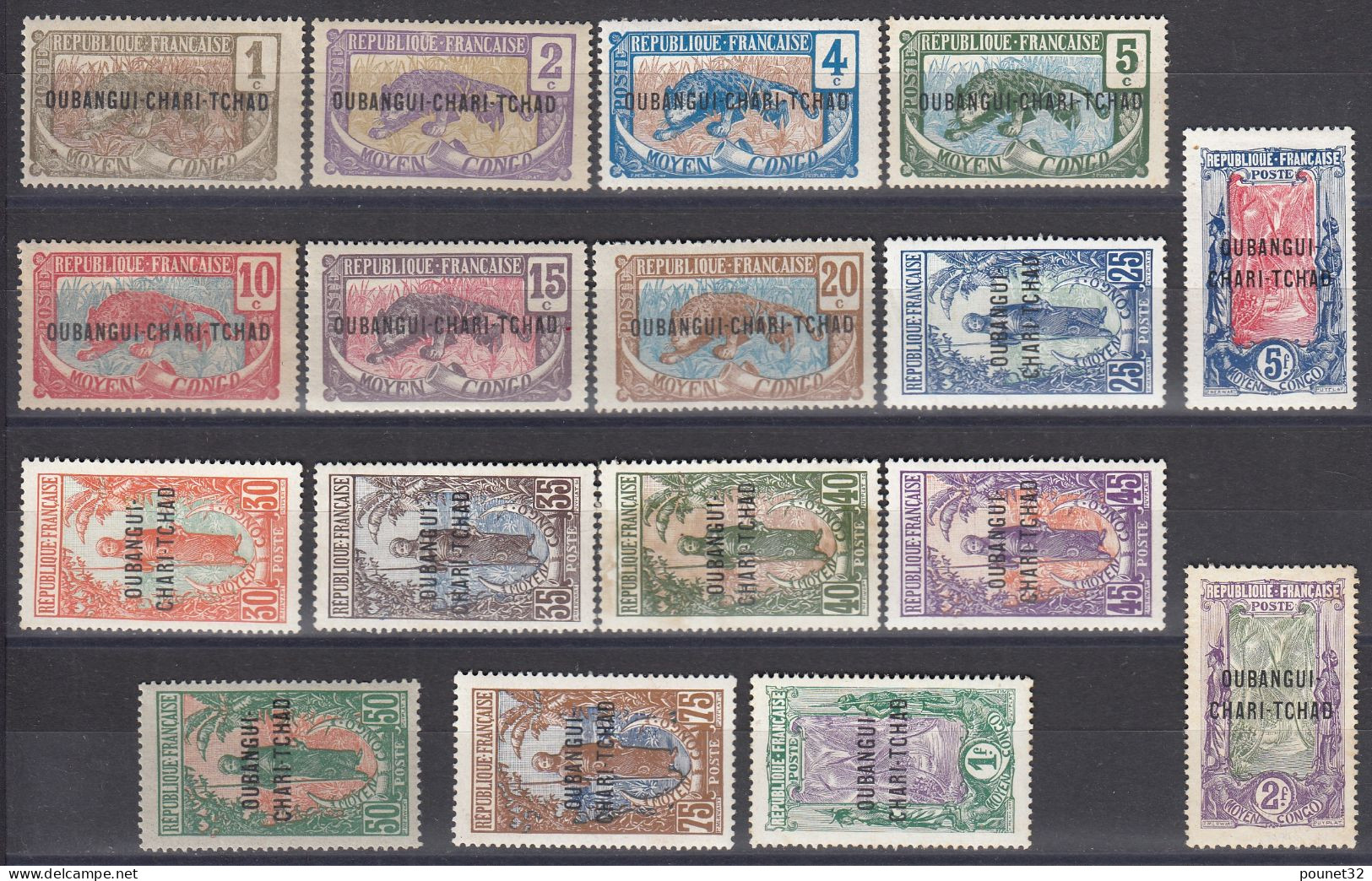 OUBANGUI SERIE COMPLETE N° 1/17 NEUFS * GOMME AVEC CHARNIERE - COTE 168 € - Unused Stamps