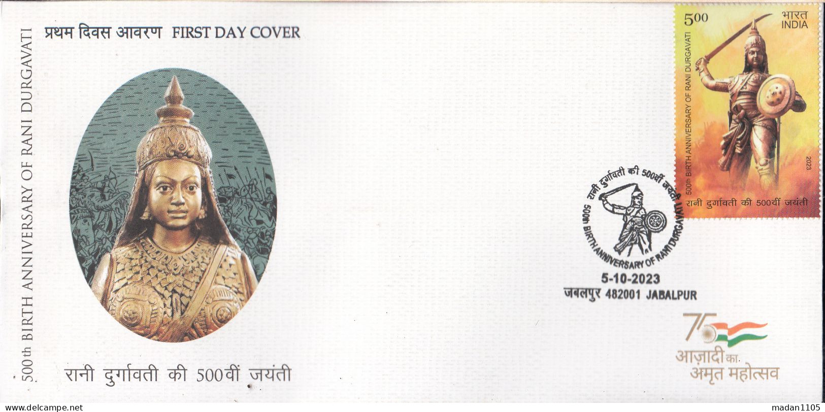 INDIA 2023 FDC 500th Birth Anniversary Of Rani DURGAVATI, First Day Cover Jabalpur Cancelled. - FDC