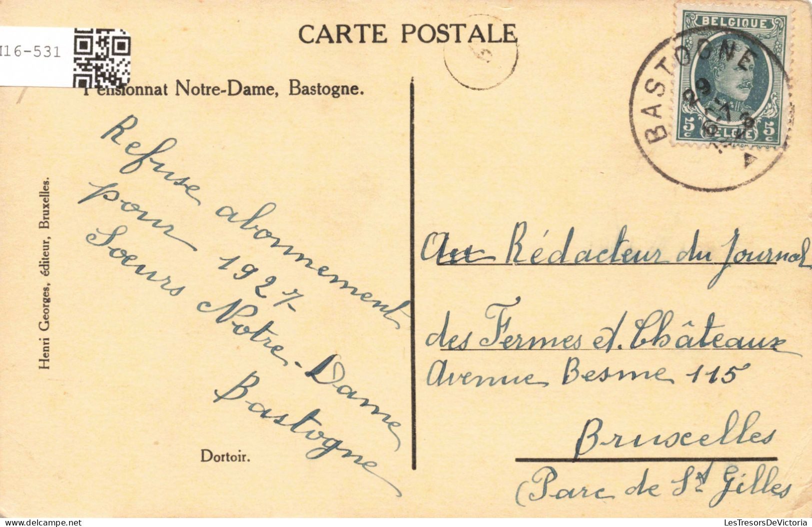 BELGIQUE - Bastogne - Pensionnat Notre Dame  - CARTE POSTALE ANCIENNE - Bastogne