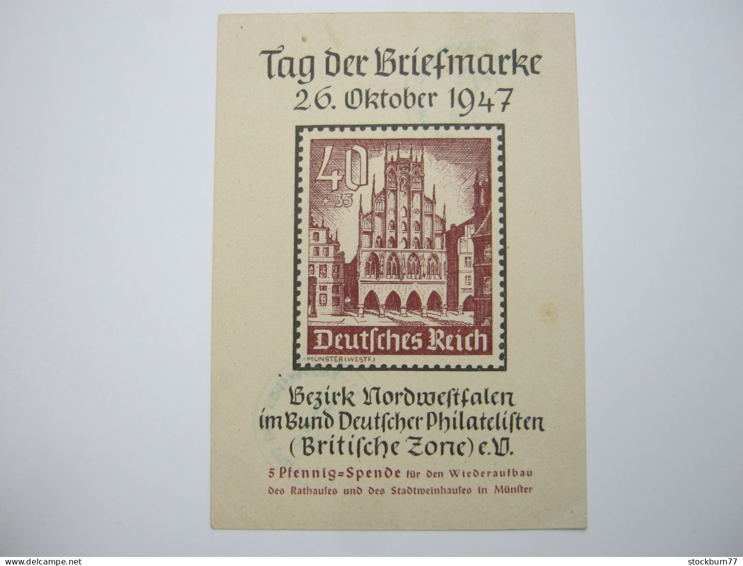 1947 , MÜNSTER , 12 Pfg. Ganzsache Mit Privatem Bildzudruck - Interi Postali