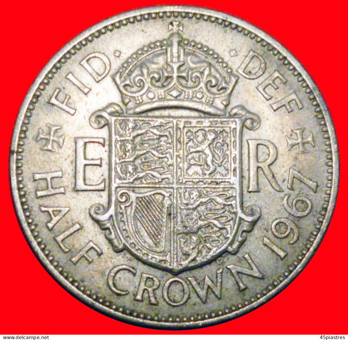 * COAT OF ARMS (1954-1970): GREAT BRITAIN  HALF CROWN 1967! ELIZABETH II (1953-2022)· LOW START · NO RESERVE! - K. 1/2 Crown