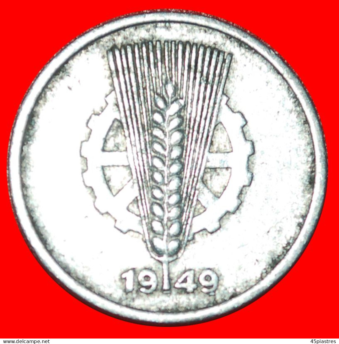 * WHEAT EAR AND COG (1948-1950): COMMUNIST GERMANY  5 PFENNIG 1949A! · LOW START · NO RESERVE! - 5 Pfennig