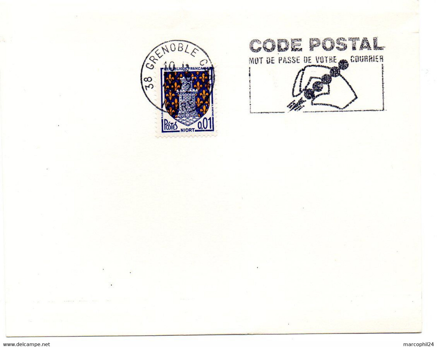 ISERE - Dépt N° 38 = GRENOBLE GARE 1972 = FLAMME SUPERBE = SECAP Illustrée ' CODE POSTAL / Mot Passe' - Postleitzahl