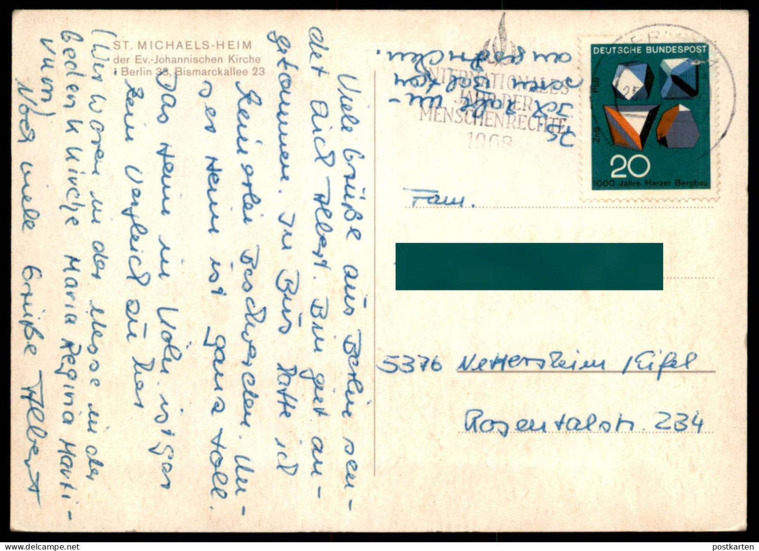ÄLTERE POSTKARTE BERLIN GRUNEWALD BISMARCKALLEE 23 ST. MICHAELS-HEIM DER JOANNISCHEN KIRCHE Ansichtskarte AK Postcard - Grunewald