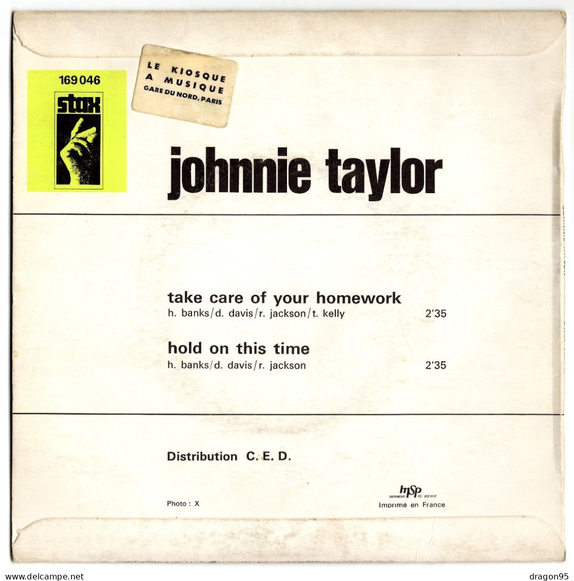 Johnny TAYLOR : Take Care Of Your Homework - STAX 169.046 Biem - 1969 - Soul - R&B