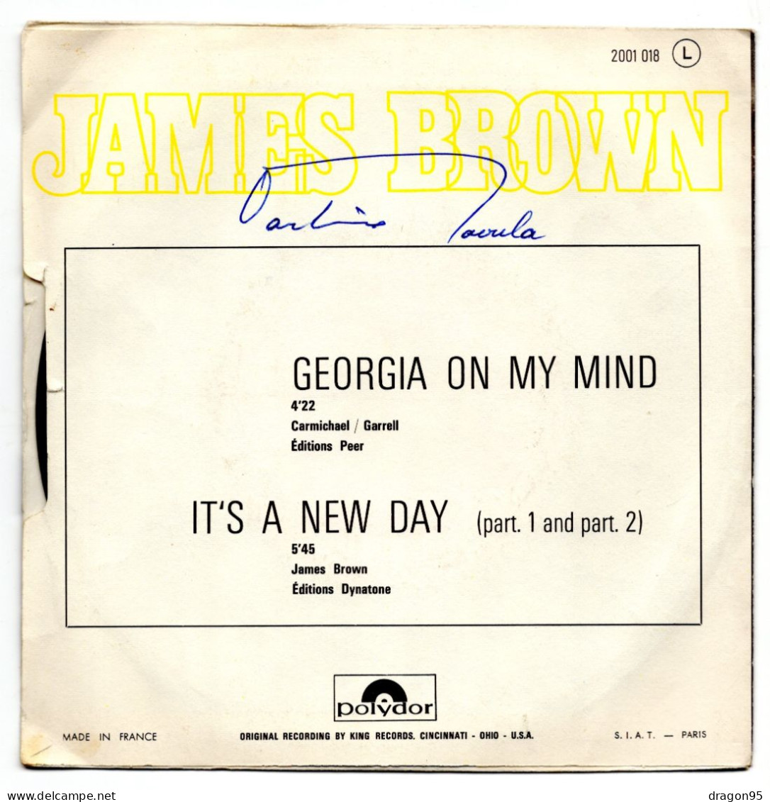 James BROWN : Georgia On My Mind - Polydor 2001.018 L - France - 1970 - Soul - R&B