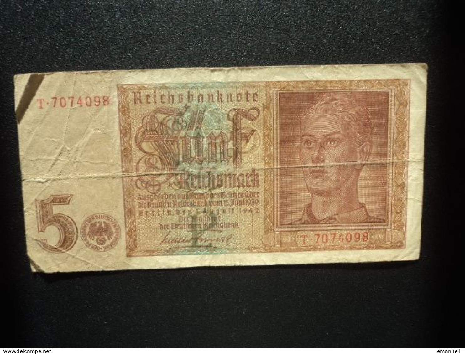 ALLEMAGNE : 5 REICHSMARK   1.8.1942    C.A. 179a, *  / P 186a **     TB à TB+  *** - 5 Reichsmark