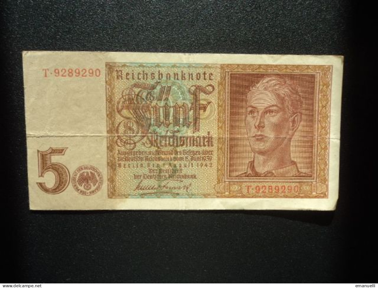 ALLEMAGNE : 5 REICHSMARK   1.8.1942    C.A. 179a, * + ***  / P 186a **     TTB+ - 5 Reichsmark