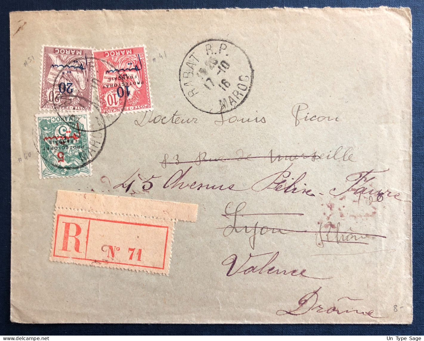 Maroc, Divers Sur Enveloppe, TAD RABAT R.P. 17.10.1916 Pour La France - (B3130) - Brieven En Documenten