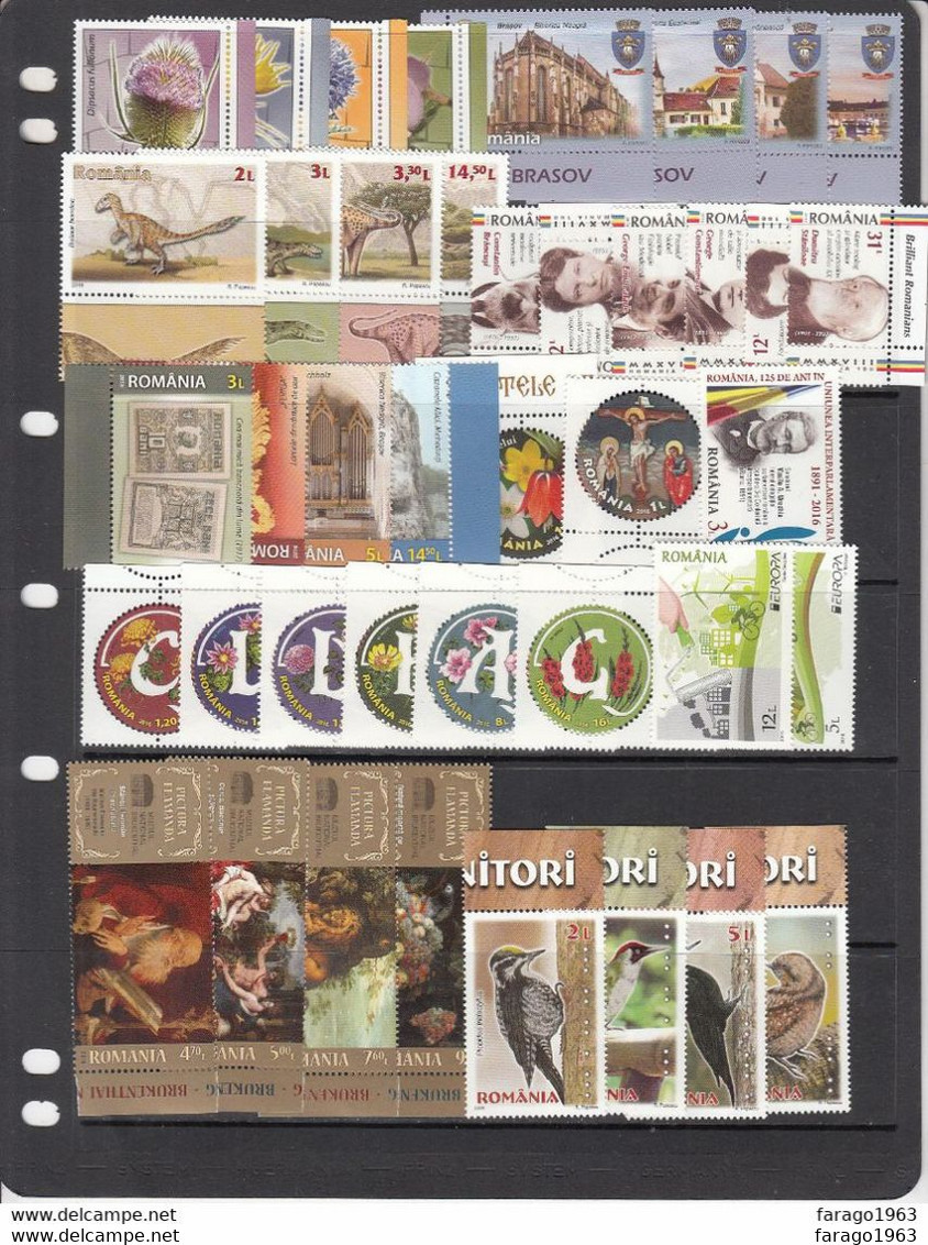 2016 Romania Collection Of  69 Different Stamps  + 15 Sheets MNH  @ 70% FACE VALUE - Full Years