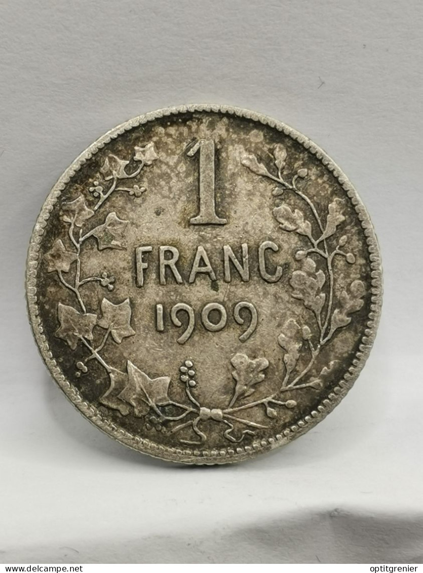 1 FRANC ARGENT 1909 LEOPOLD II TYPE VINCOTTE EN FRANCAIS BELGIQUE / BELGIUM SILVER - 1 Frank