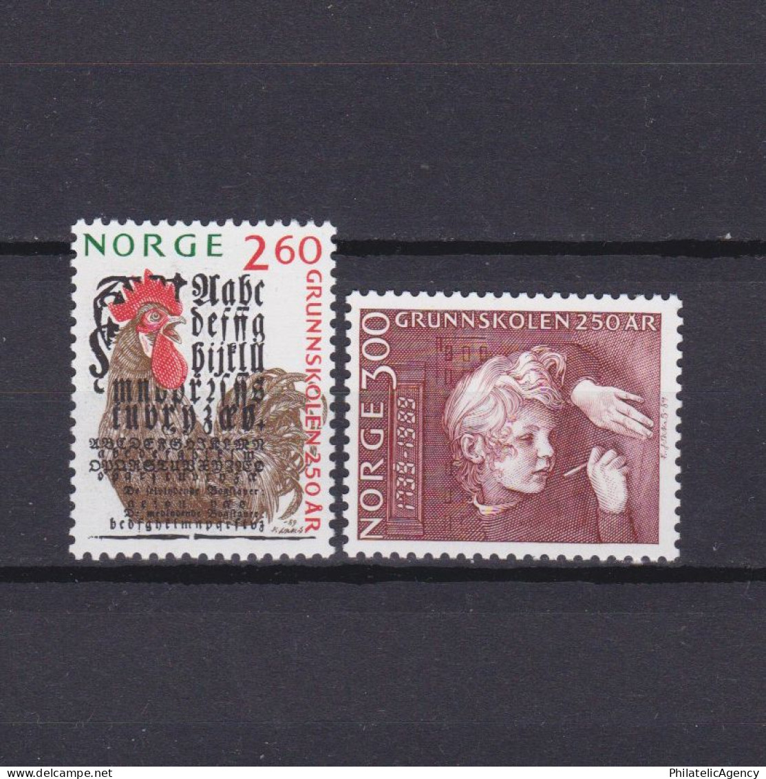 NORWAY 1989, Mi# 1021-1022, Public Schools, Birds, MNH - Pavos Reales