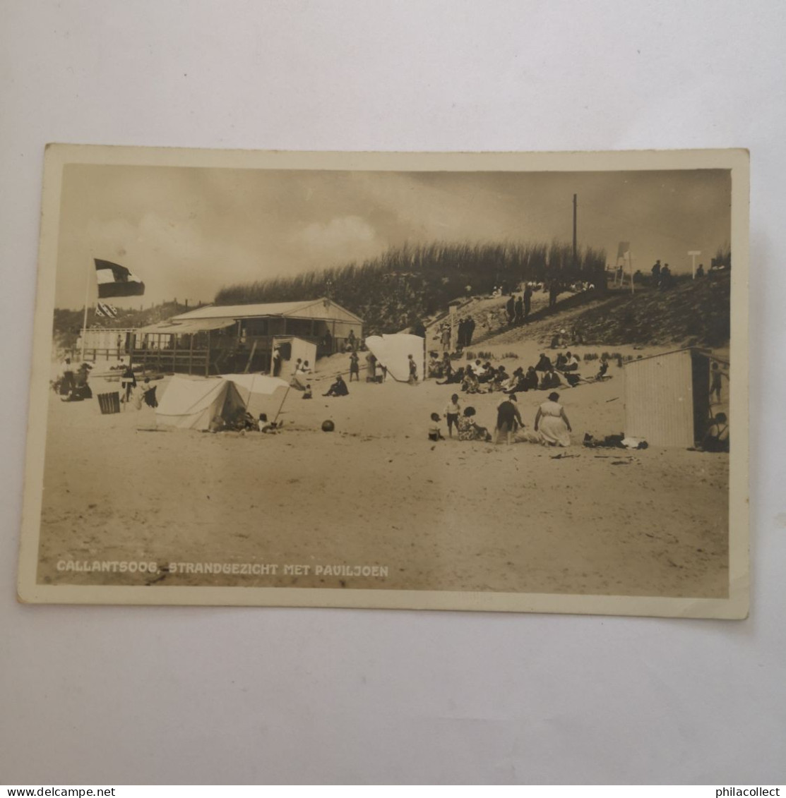 Callantsoog // Echte Foto // Strandgezicht Met Paviljoen 1934 Plakresten Adreszijde - Other & Unclassified