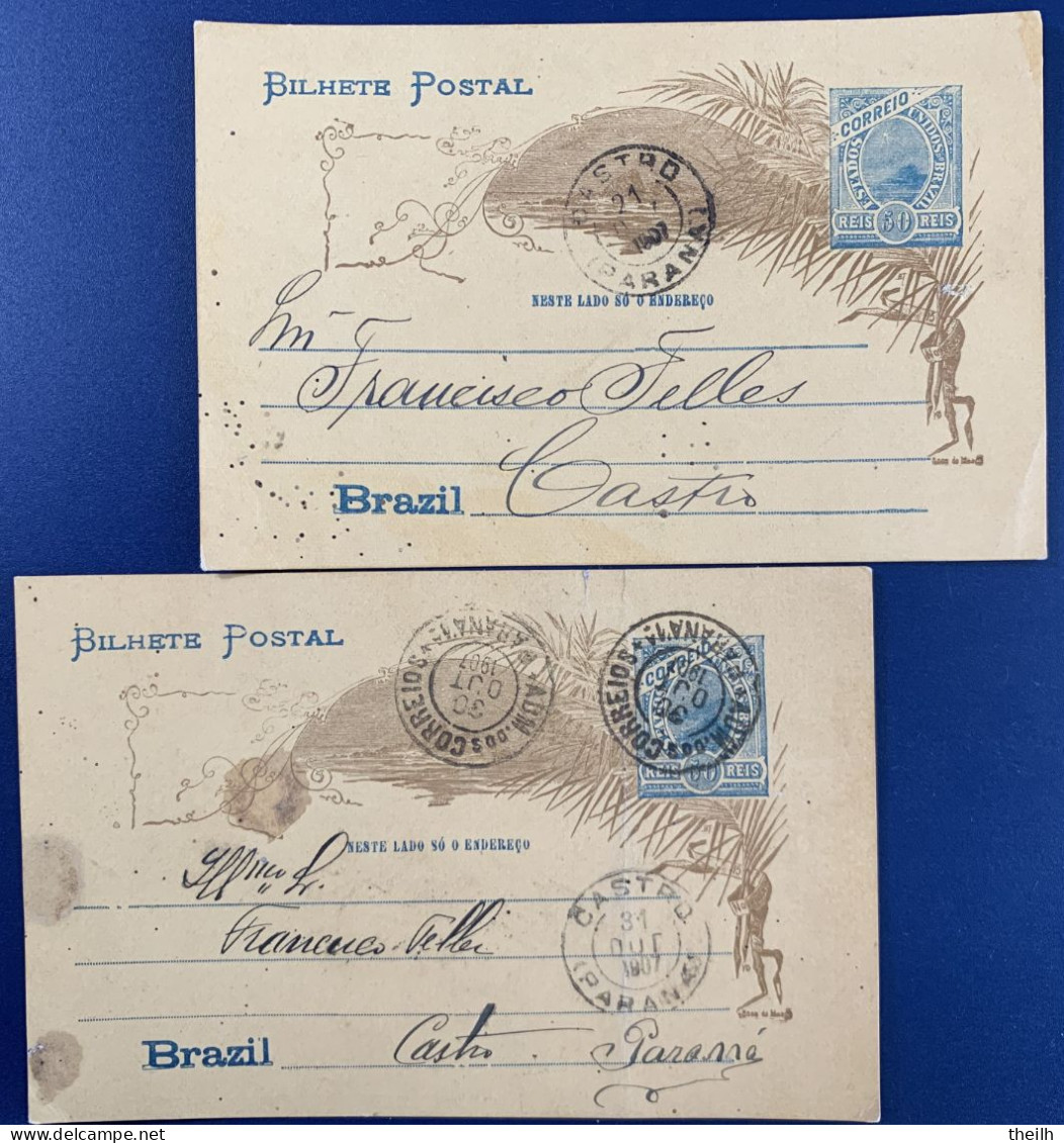 Zwei Postkarten, Brasilien, 1907 - Covers & Documents