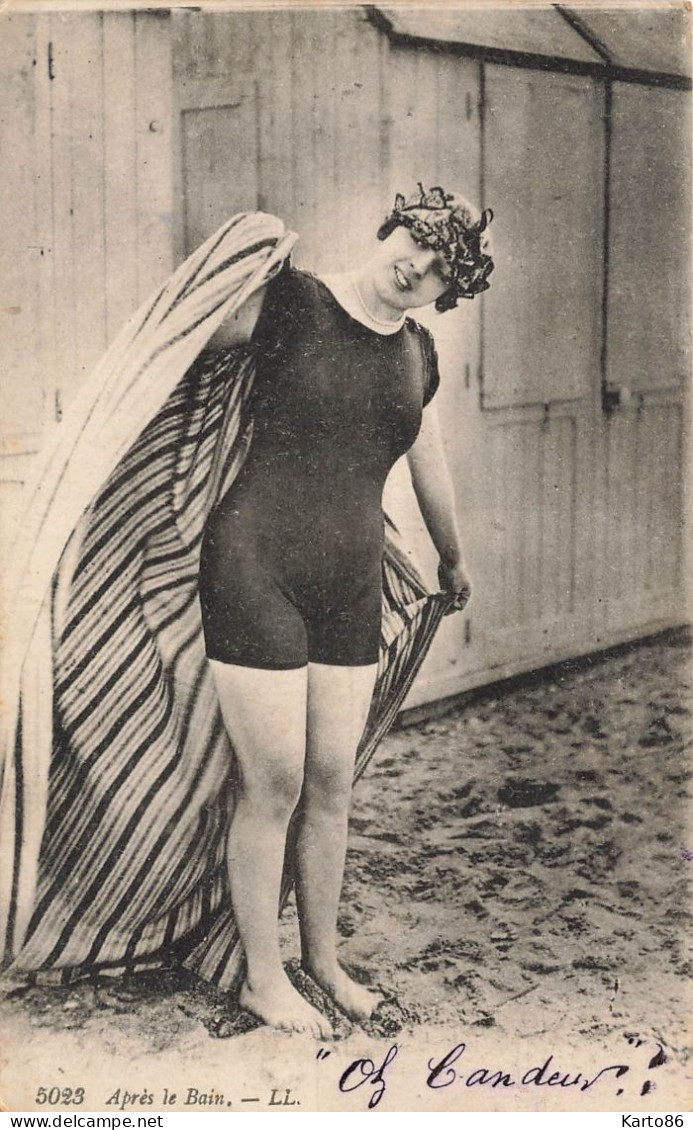 Mode * Après Le Bain * Femme En Maillot Et Bonnet De Bain * Baigneur Baigneuse - Mode