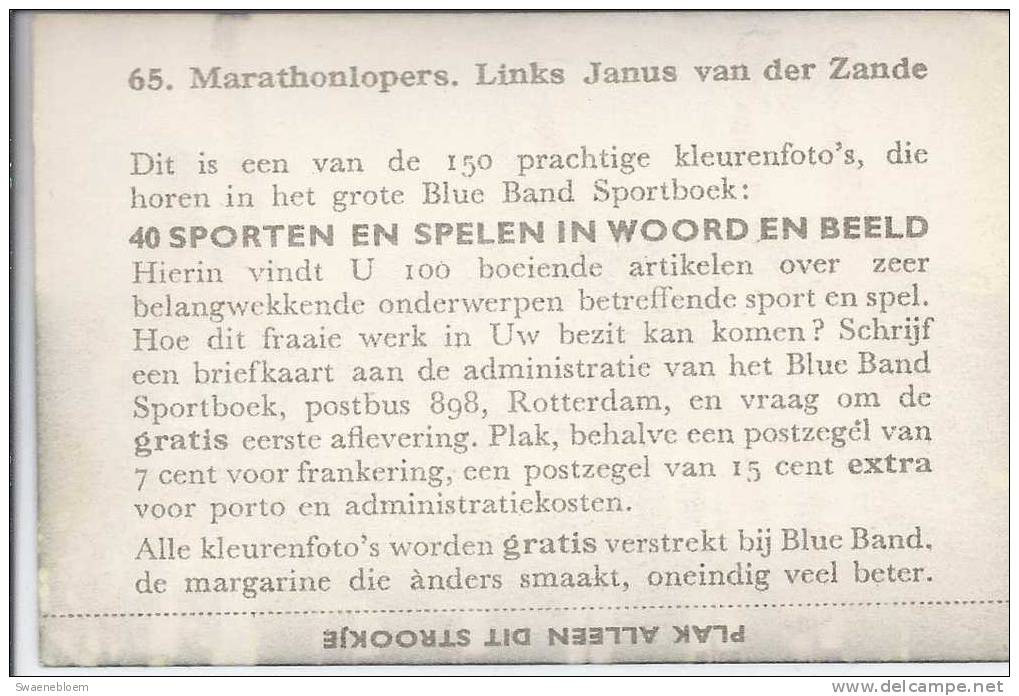 0065.- Marathonlopers. Links Janus Van Der Zande. Blue Band Sportboek - Athlétisme