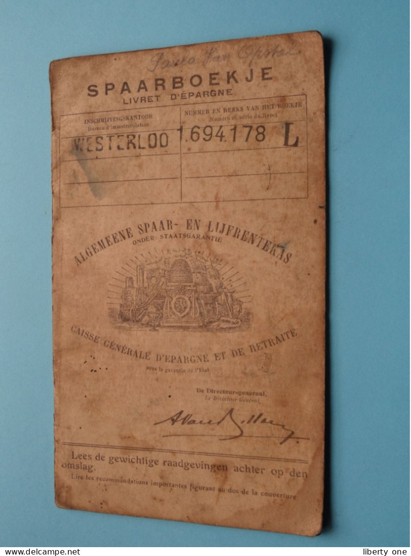 Spaarboekje / Livret D'Epargne WESTERLOO ( Van Opstal ) 1.694.178 L ( +/- 1941/45 ) ZEGELS Aanwezig ( Zie Scans ) ! - Bank En Verzekering