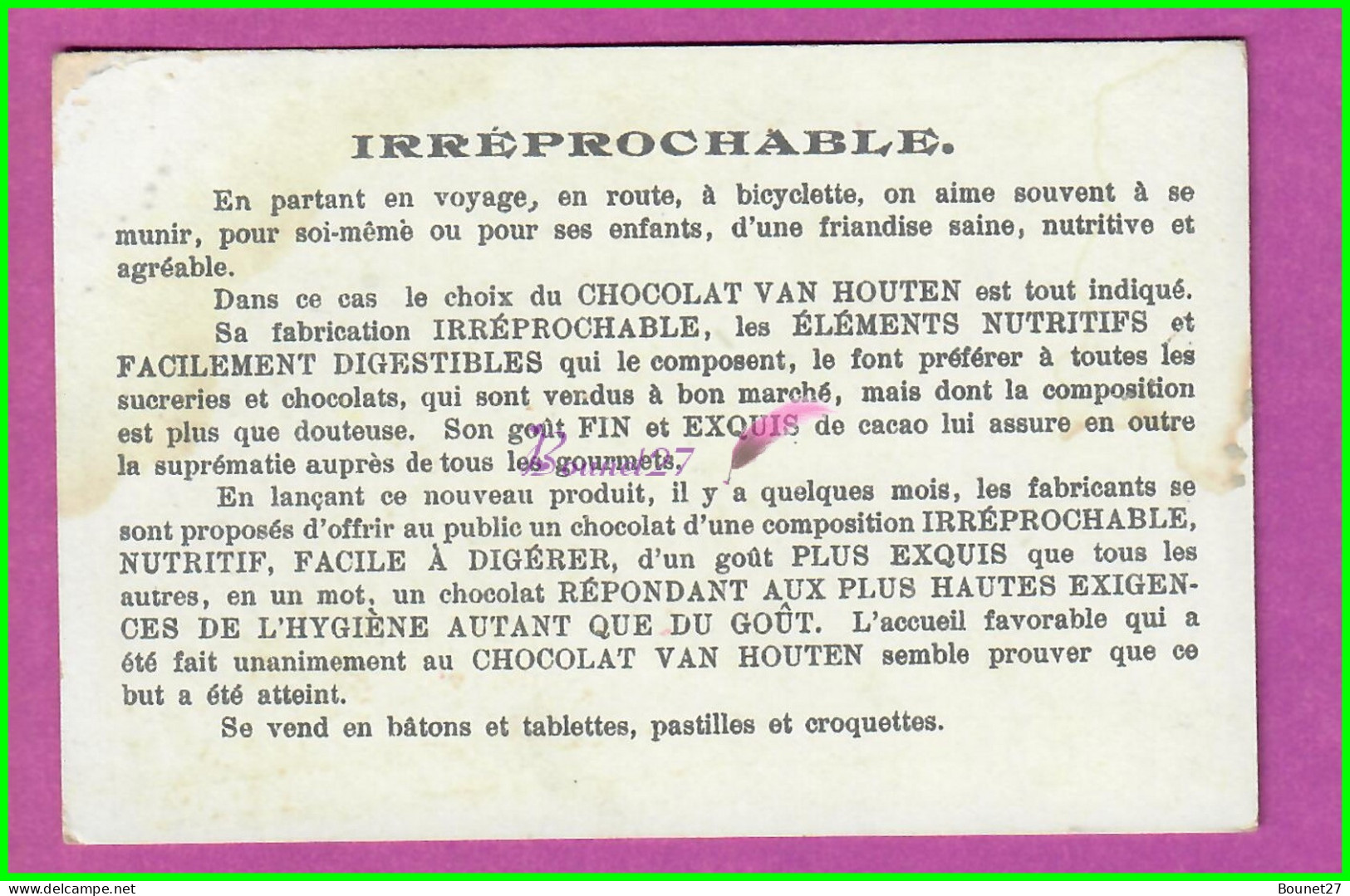Image Chromo - VAN HOUTEN CHOCOLAT - Le Traineau Service De La Poste Moyennant Les Rennes  - Van Houten