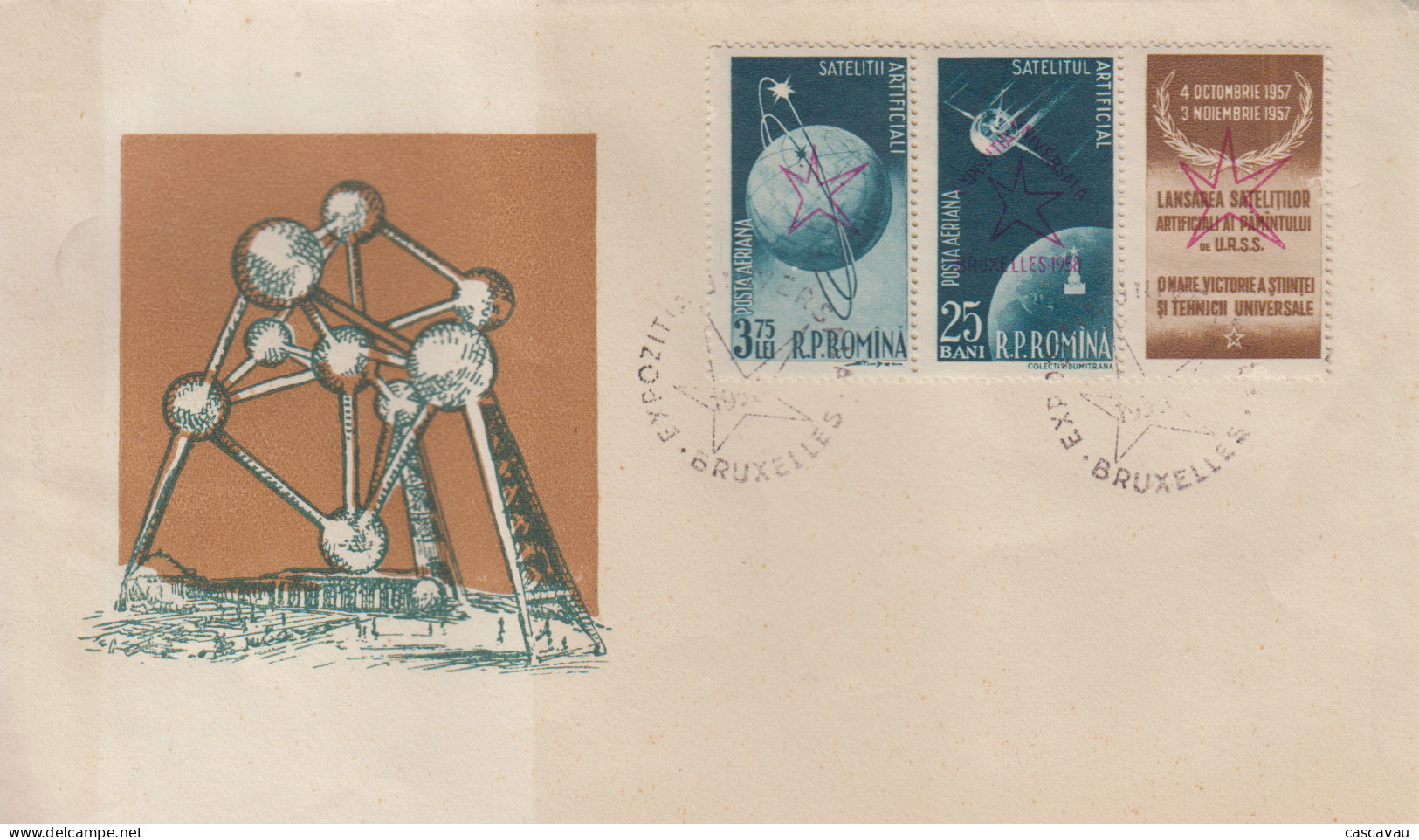 Enveloppe  FDC  1er Jour   ROUMANIE     Exposition  Universelle  BRUXELLES   1958 - 1958 – Bruselas (Bélgica)