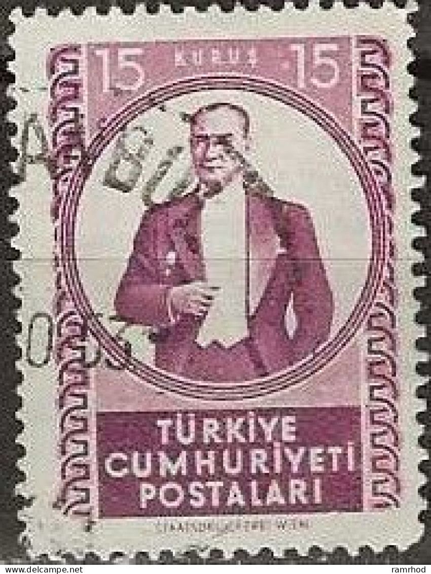 TURKEY 1952 Kemal Ataturk In Medallion - 15k. - Violet (medallion) FU - Used Stamps