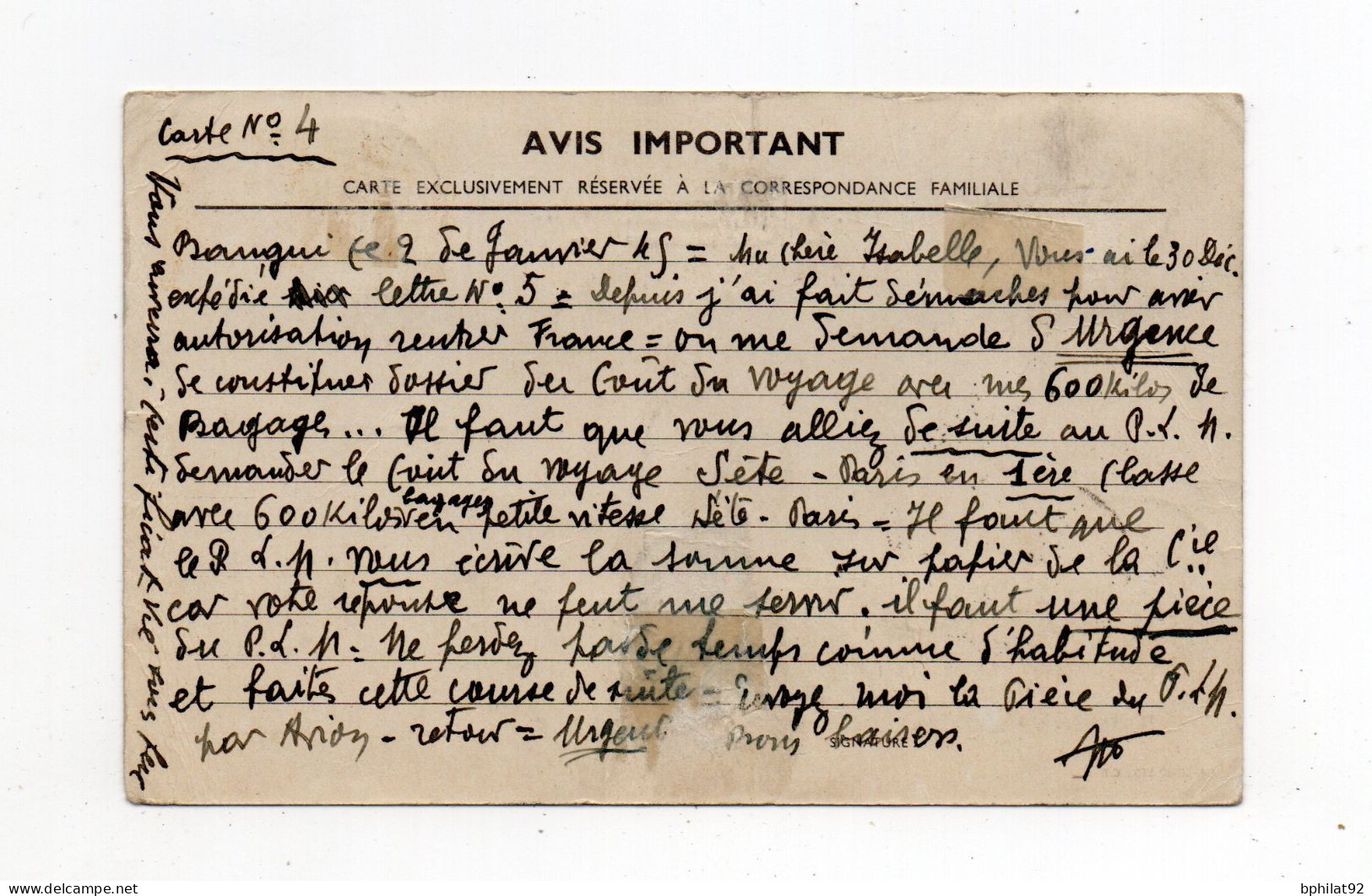 !!! AEF, CPA PAR AVION DE BANGUI POUR PARIS DE 1945 AVEC CENSURE - Cartas & Documentos