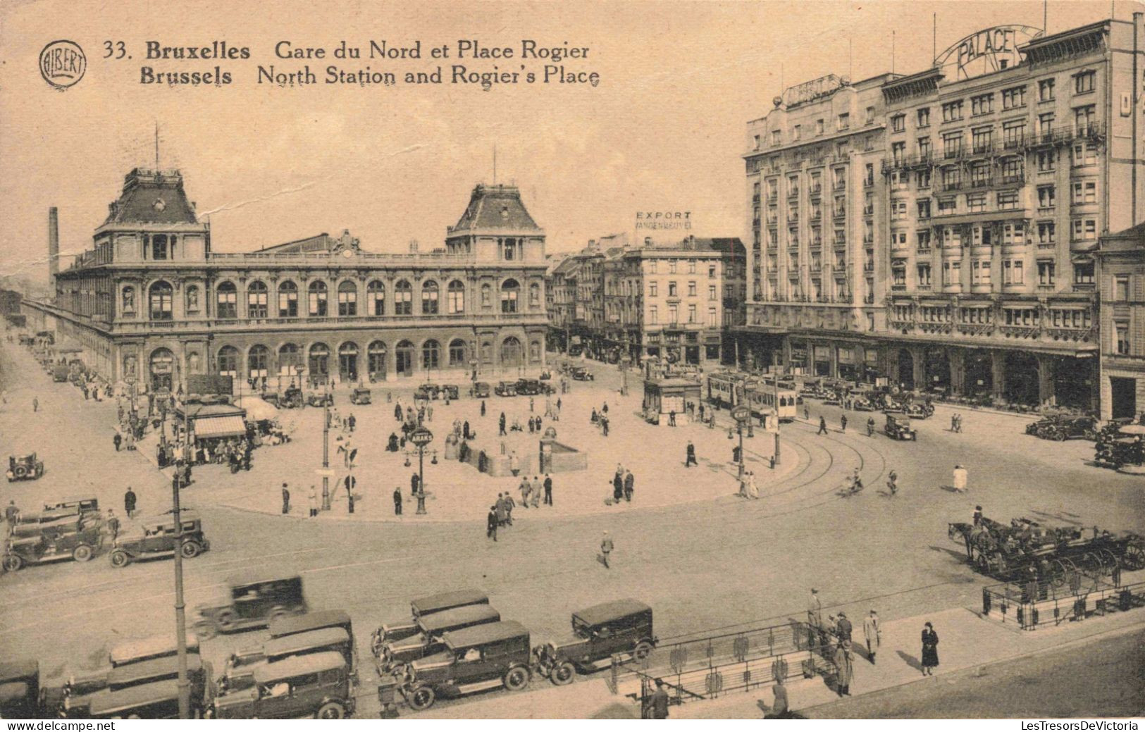 BELGIQUE - Bruxelles - Gare Du Nord Et Place Rogier - Animé - Carte Postale Ancienne - Transport Urbain Souterrain