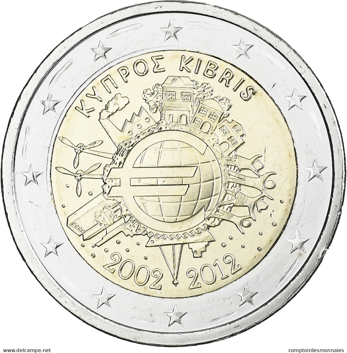 Chypre, 2 Euro, Introduction De L'euro, 2012, SPL, Bimétallique, KM:97 - Zypern