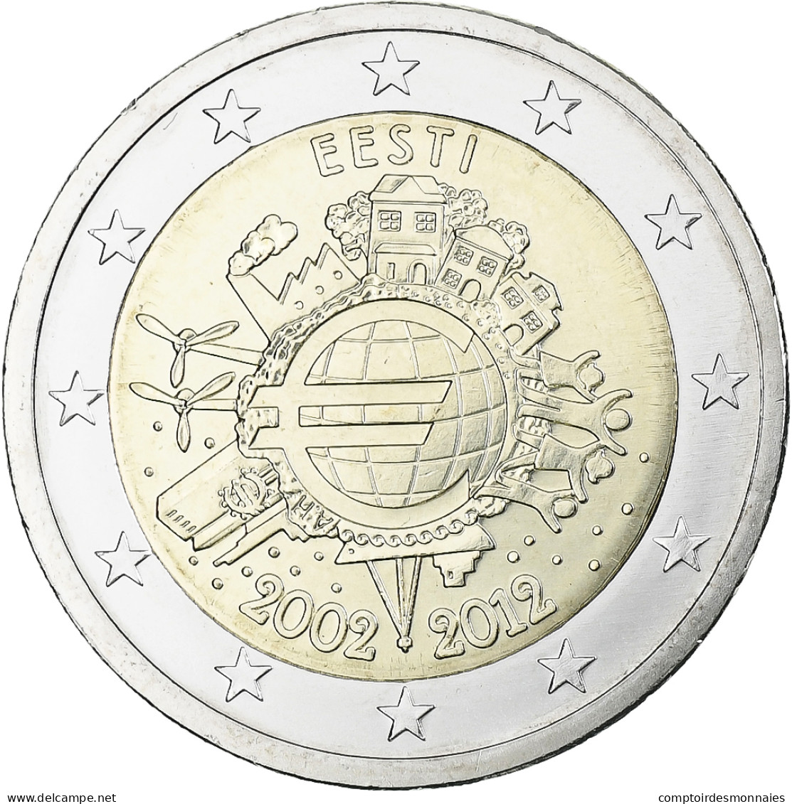 Estonie, 2 Euro, Introduction De L'euro, 2012, SPL, Bimétallique, KM:70 - Estonia