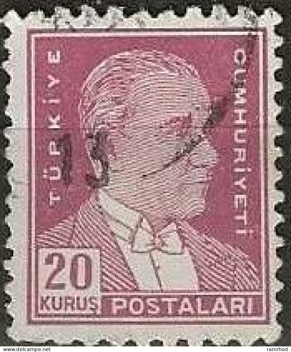 TURKEY 1931 Kemal Ataturk - 20k. - Purple FU - Used Stamps
