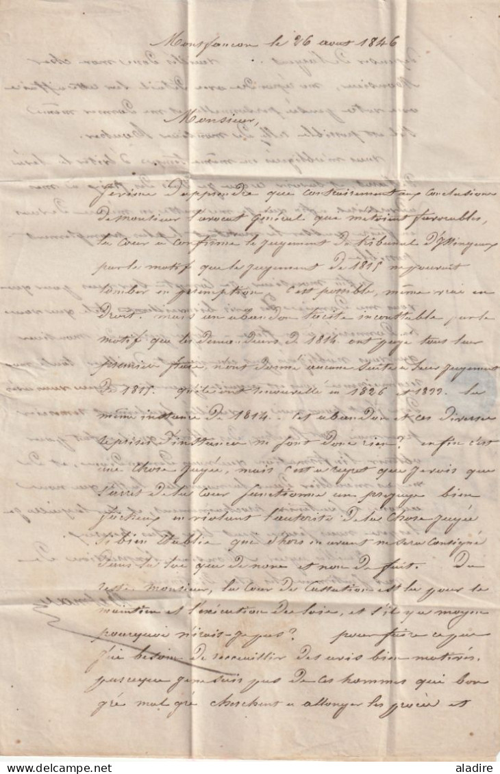 1846 -  Lettre Pliée Avec Correspondance En PORT PAYE - PP De MONTFAUCON DU VELAY  Vers RIOM, Puy De Dôme - Via Le Puy - 1801-1848: Précurseurs XIX