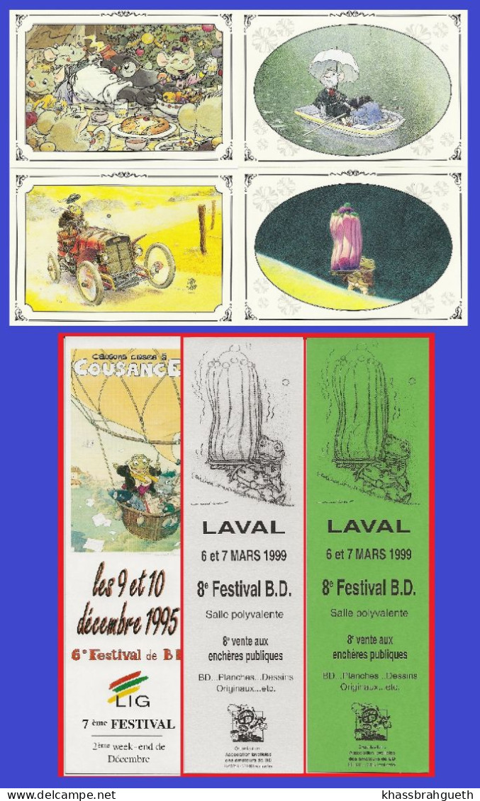 PLESSIX - LOT 4 CARTES POSTALES + LOT 3 MARQUE-PAGES - Illustrateurs P - R